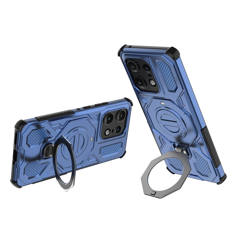 For Motorola Edge 50 Pro 5G Magnetic Case Rotating Metal Kickstand PC + TPU Phone Back Cover