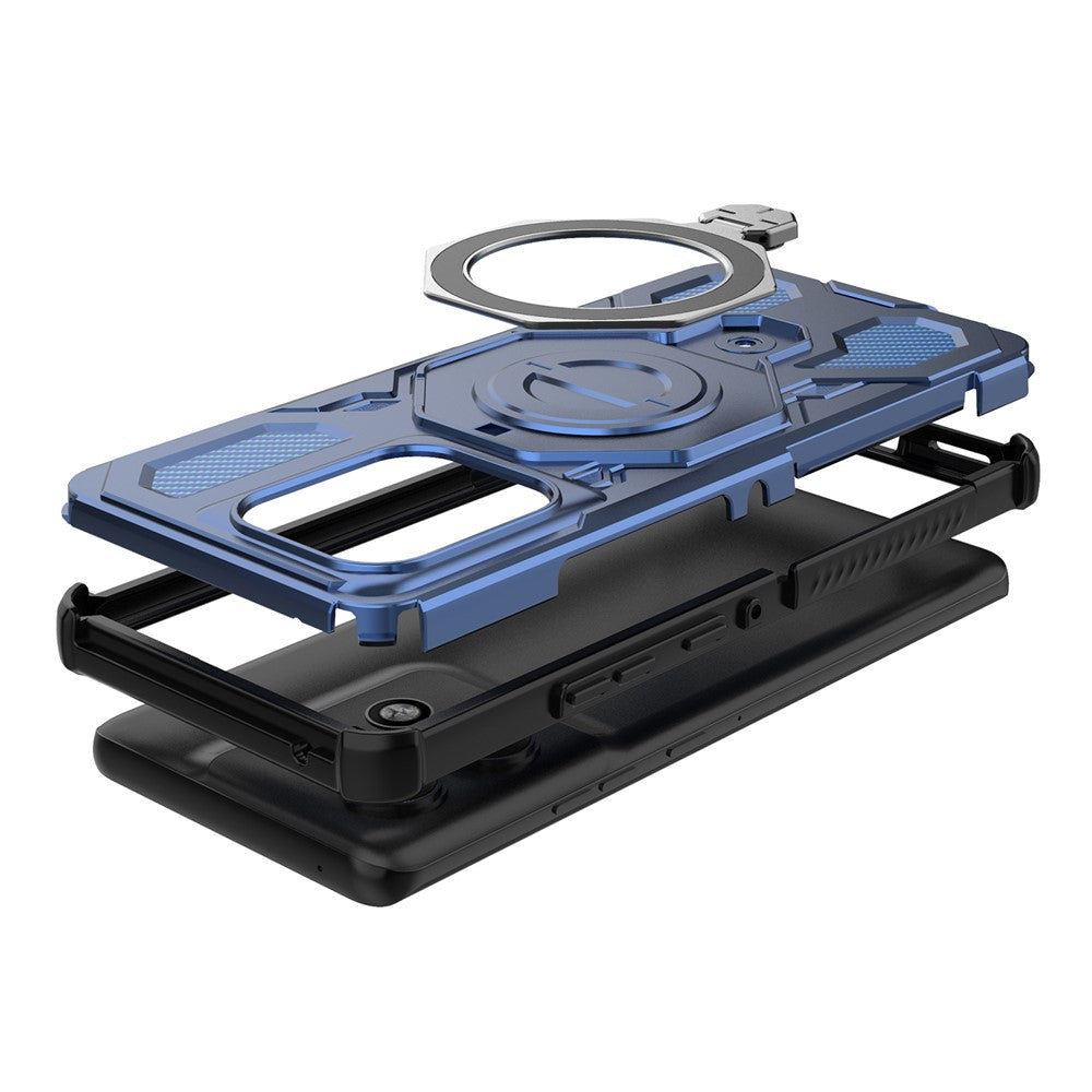 For Motorola Edge 50 Pro 5G Magnetic Case Rotating Metal Kickstand PC + TPU Phone Back Cover