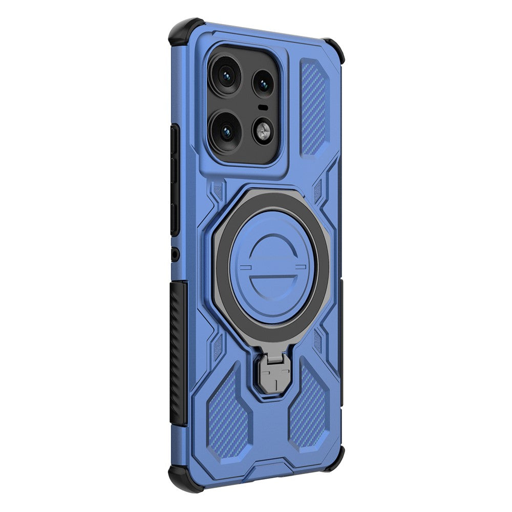 For Motorola Edge 50 Pro 5G Magnetic Case Rotating Metal Kickstand PC + TPU Phone Back Cover