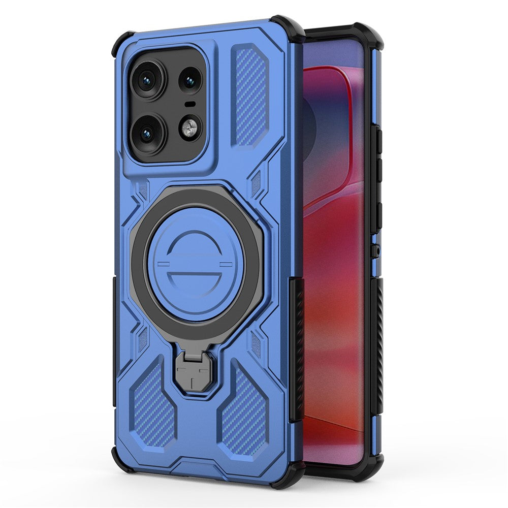 For Motorola Edge 50 Pro 5G Magnetic Case Rotating Metal Kickstand PC + TPU Phone Back Cover