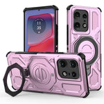 For Motorola Edge 50 Pro 5G Magnetic Case Rotating Metal Kickstand PC + TPU Phone Back Cover