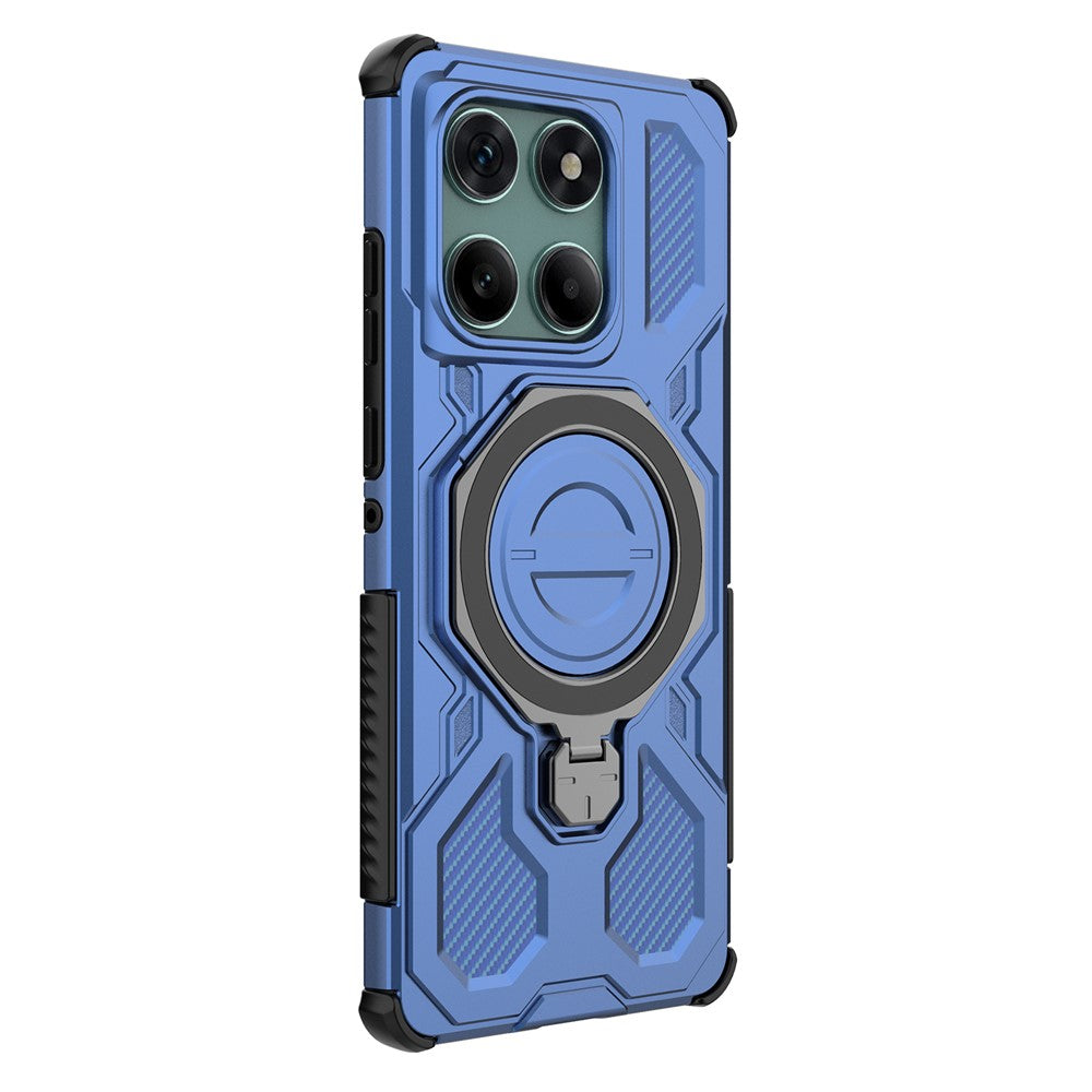 For Motorola Edge 60 Fusion 5G Magnetic Case Rotating Metal Kickstand PC + TPU Phone Back Cover