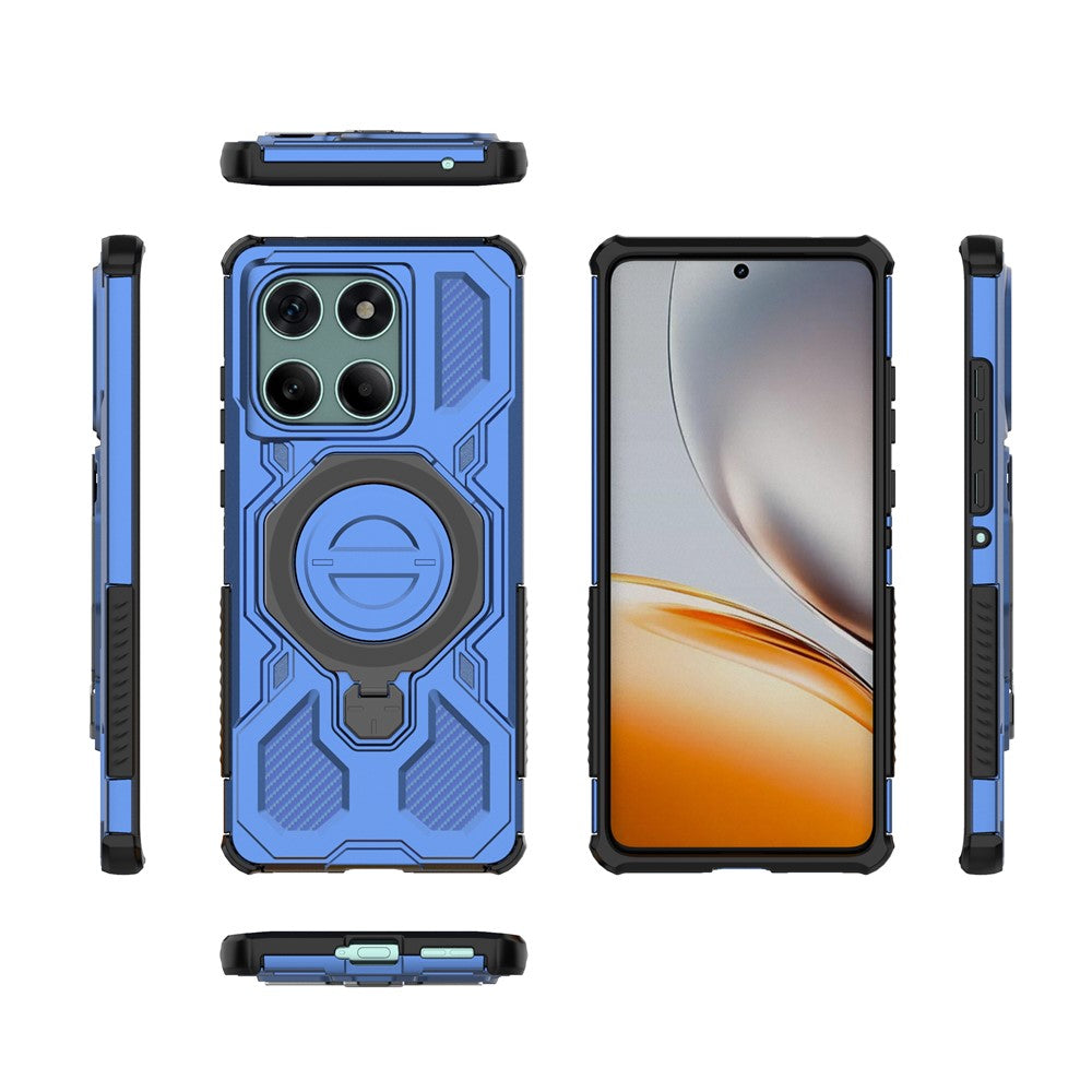 For Motorola Edge 60 Fusion 5G Magnetic Case Rotating Metal Kickstand PC + TPU Phone Back Cover