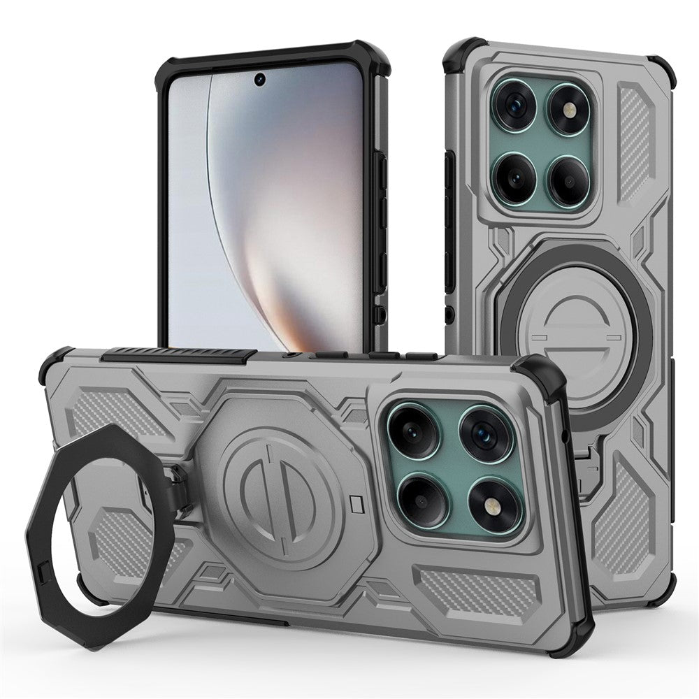 For Motorola Edge 60 Fusion 5G Magnetic Case Rotating Metal Kickstand PC + TPU Phone Back Cover