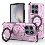 For Motorola Edge 60 Fusion 5G Magnetic Case Rotating Metal Kickstand PC + TPU Phone Back Cover