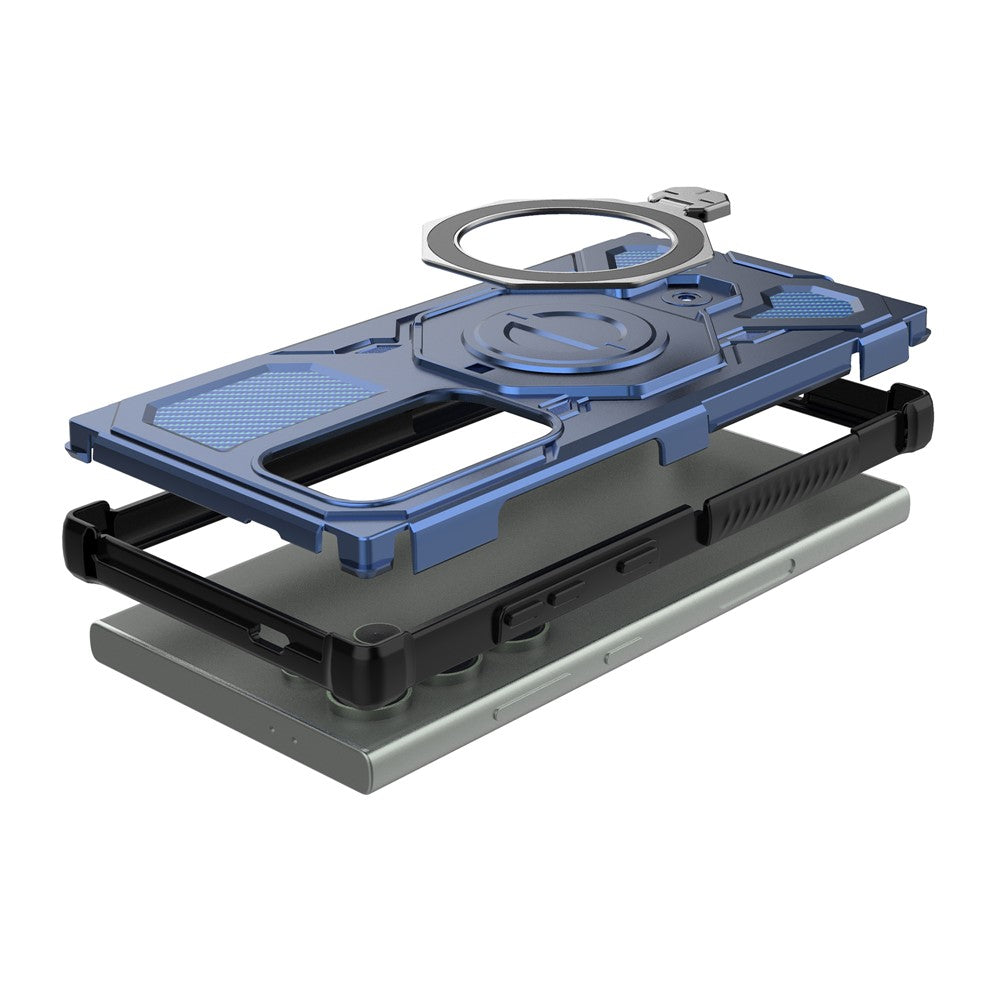 Samsung Galaxy S24 Ultra Magnetiskt Skal Roterande Metallstativ PC + TPU mobil Baksida