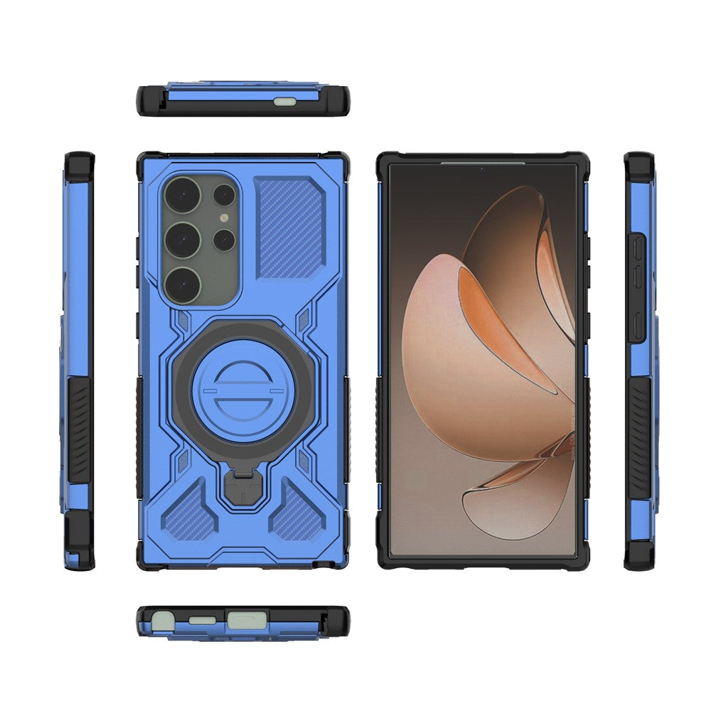 Samsung Galaxy S24 Ultra Magnetiskt Skal Roterande Metallstativ PC + TPU mobil Baksida