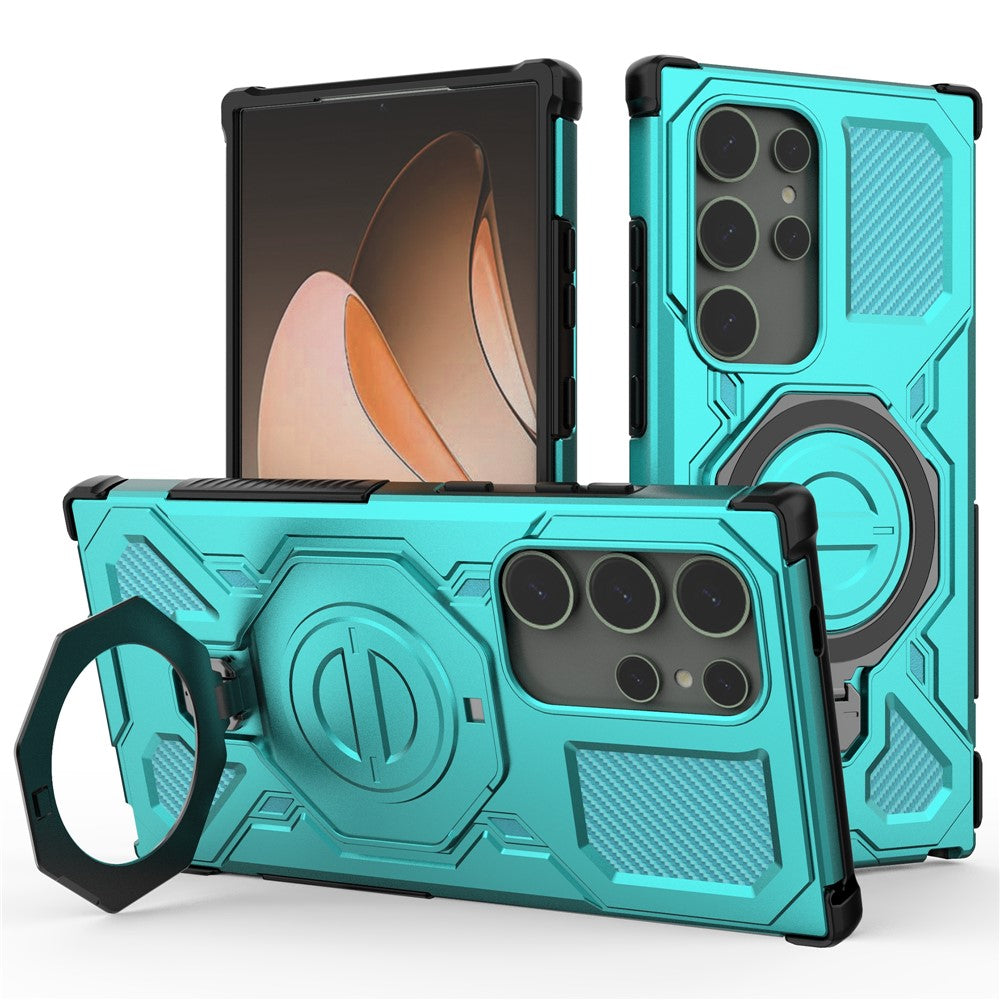 Samsung Galaxy S24 Ultra Magnetiskt Skal Roterande Metallstativ PC + TPU mobil Baksida