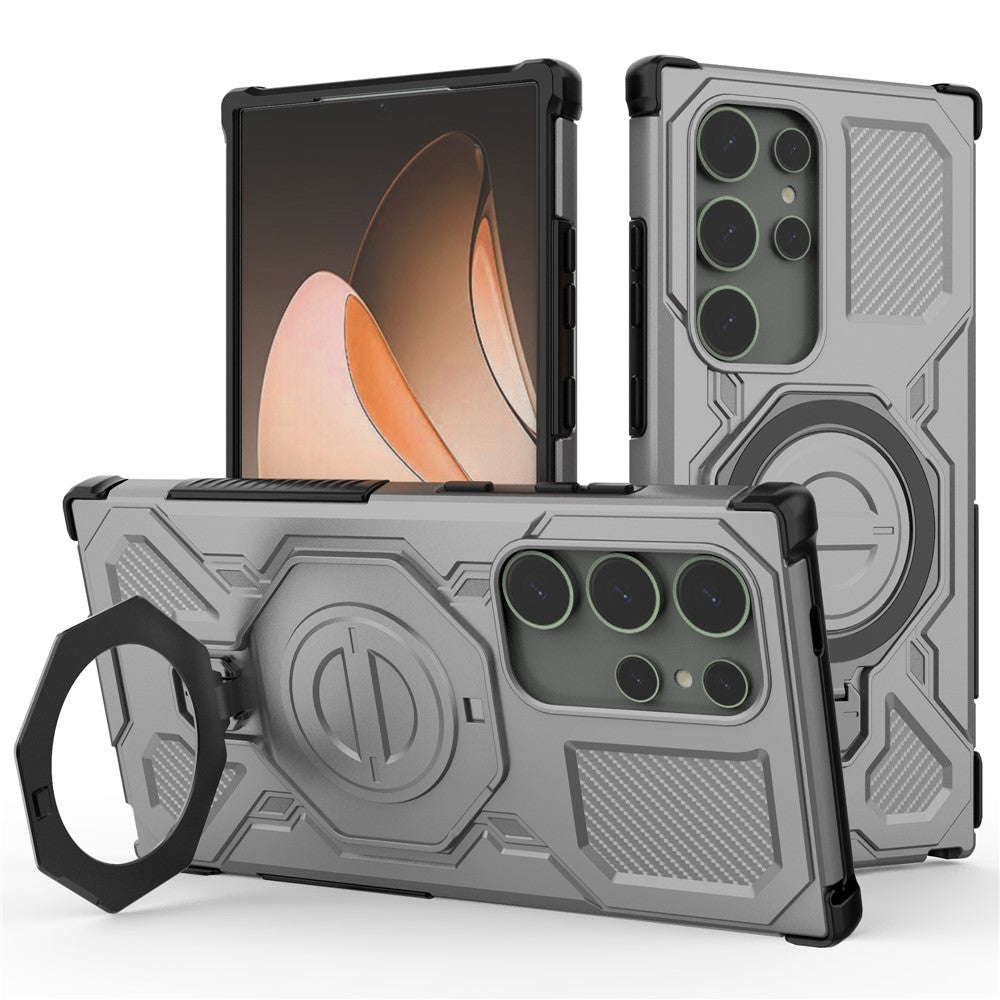 Samsung Galaxy S24 Ultra Magnetiskt Skal Roterande Metallstativ PC + TPU mobil Baksida