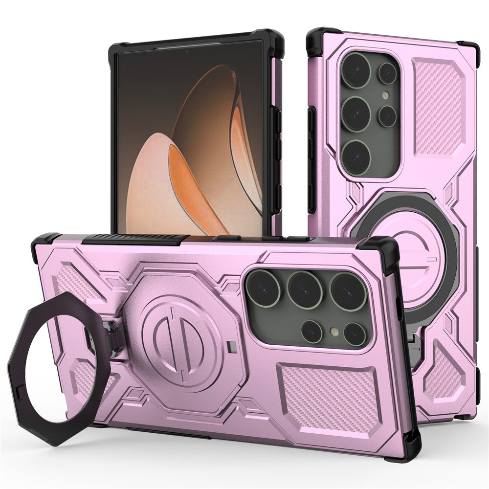 Samsung Galaxy S24 Ultra Magnetiskt Skal Roterande Metallstativ PC + TPU mobil Baksida
