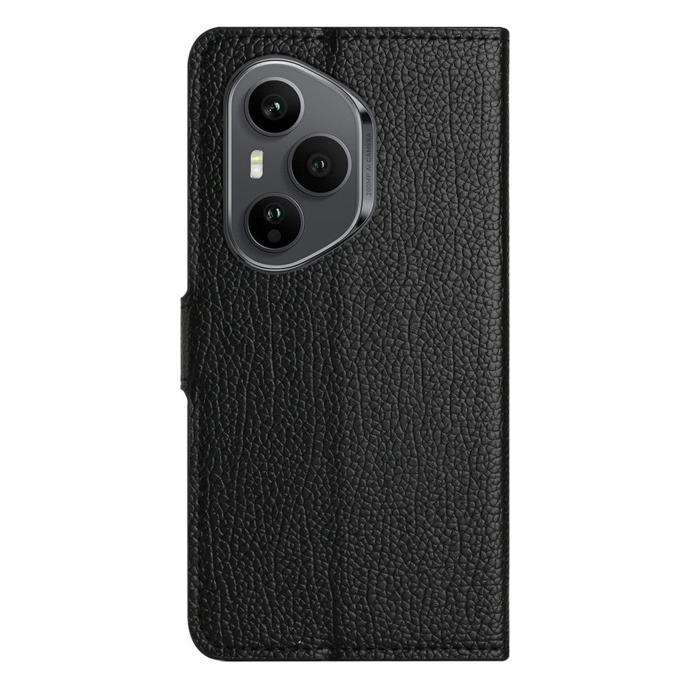 For Honor 400 Pro 5G (Global) Cover PU-læderpung Telefoncover Litchi-tekstur, Sort