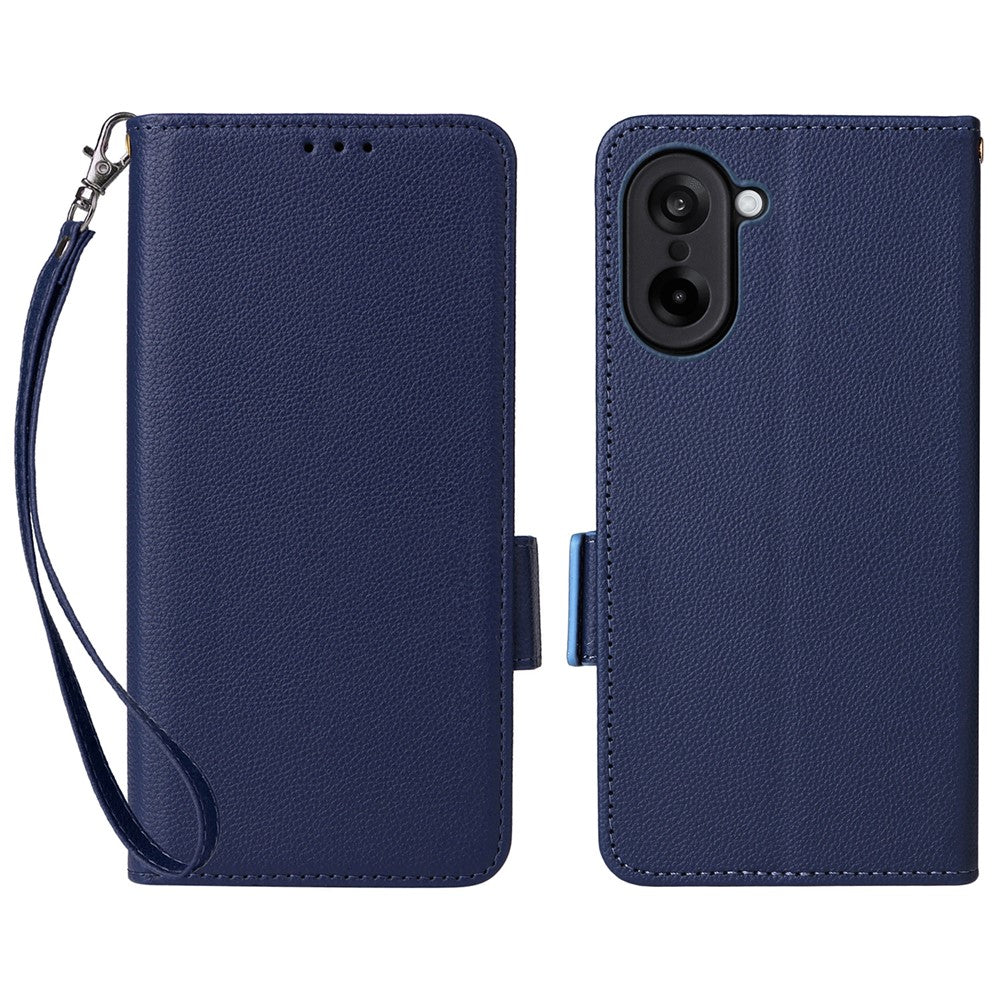 OnePlus Nord CE5 5G / Ace 5 Racing 5G-skal med handledsrem, plånboksfodral i PU-läder i litchi-textur