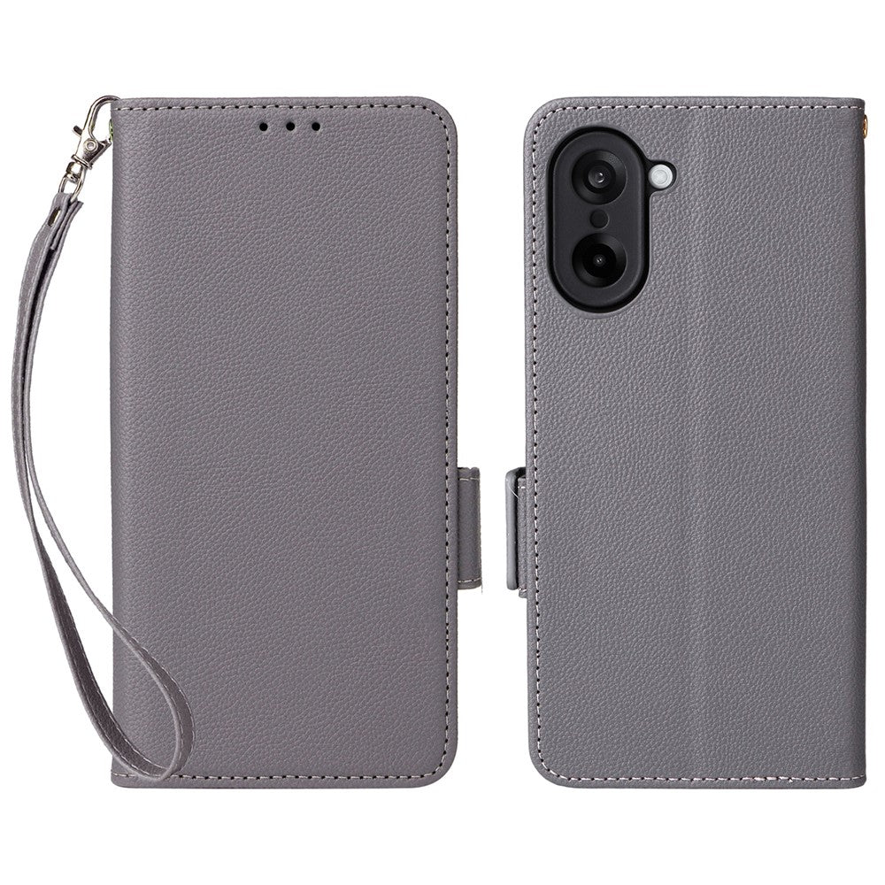OnePlus Nord CE5 5G / Ace 5 Racing 5G-skal med handledsrem, plånboksfodral i PU-läder i litchi-textur