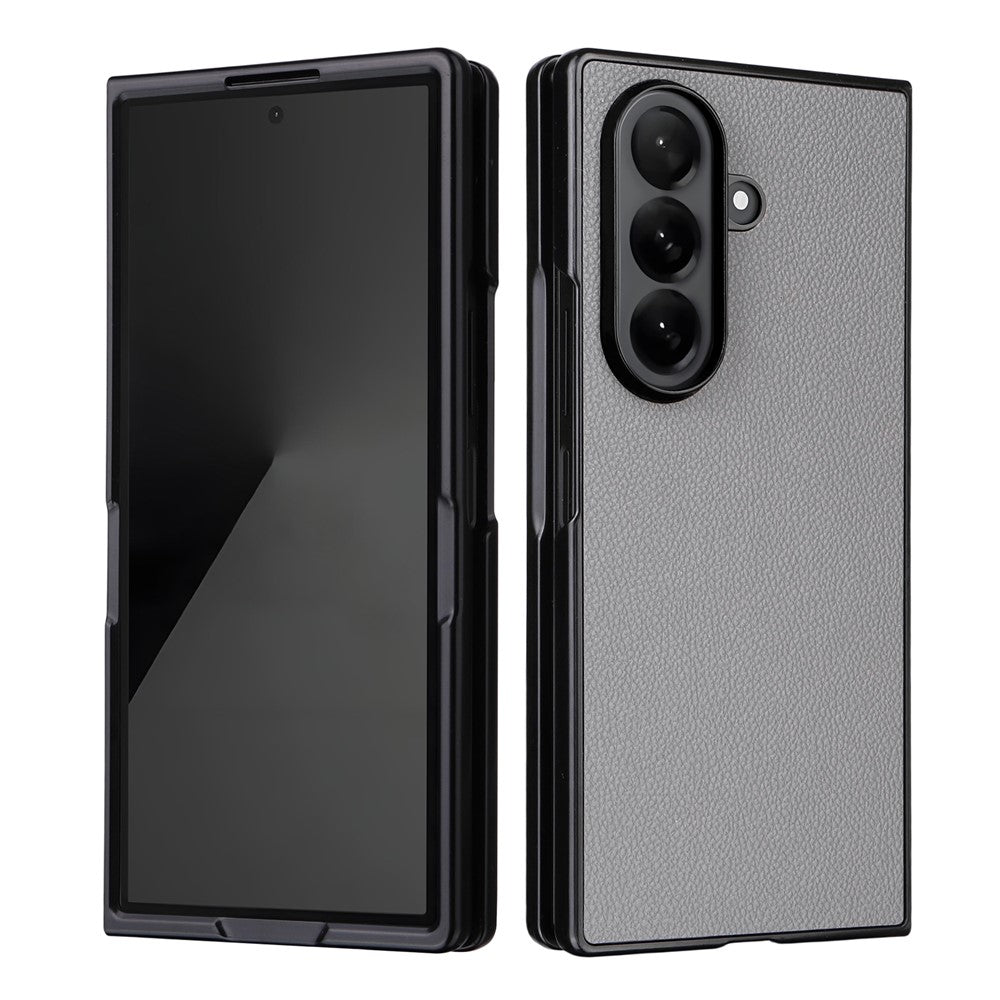 For Samsung Galaxy Z Fold7 5G Case Litchi Texture Leather + Hard PC Phone Cover