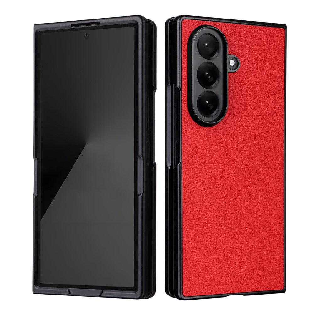 For Samsung Galaxy Z Fold7 5G Case Litchi Texture Leather + Hard PC Phone Cover