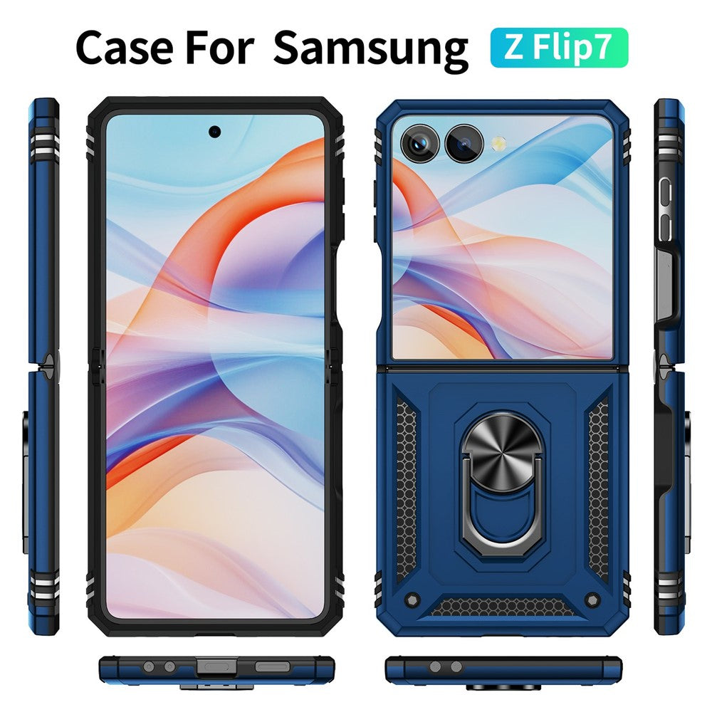 For Samsung Galaxy Z Flip7 5G Case TPU + PC Phone Cover with Ring Kickstand Drop Protection