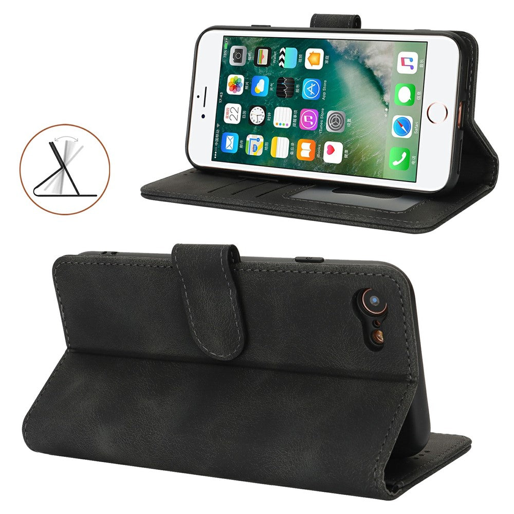 Pung-etui til iPhone SE (2022) / (2020) / 8 / 7 Dobbeltfoldet kant Skin Touch PU-læder flip telefoncover
