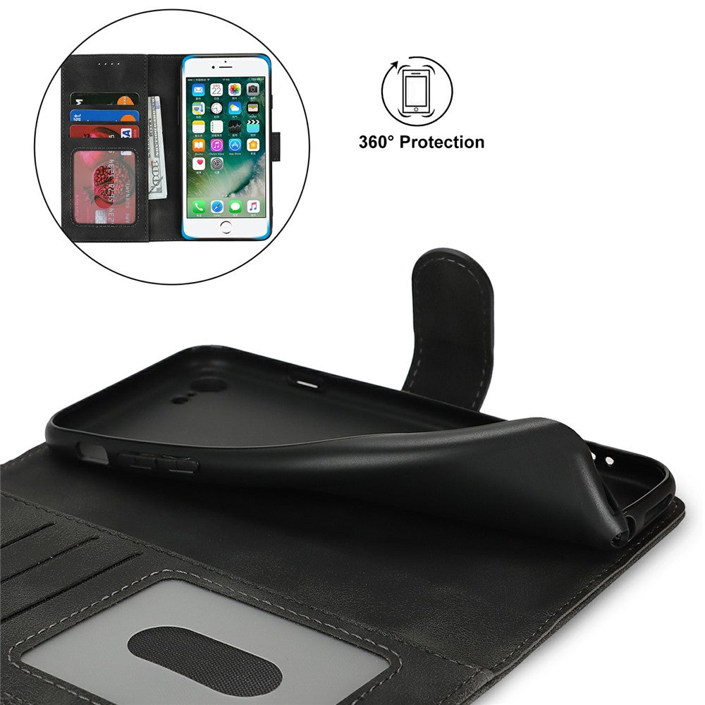 Pung-etui til iPhone SE (2022) / (2020) / 8 / 7 Dobbeltfoldet kant Skin Touch PU-læder flip telefoncover