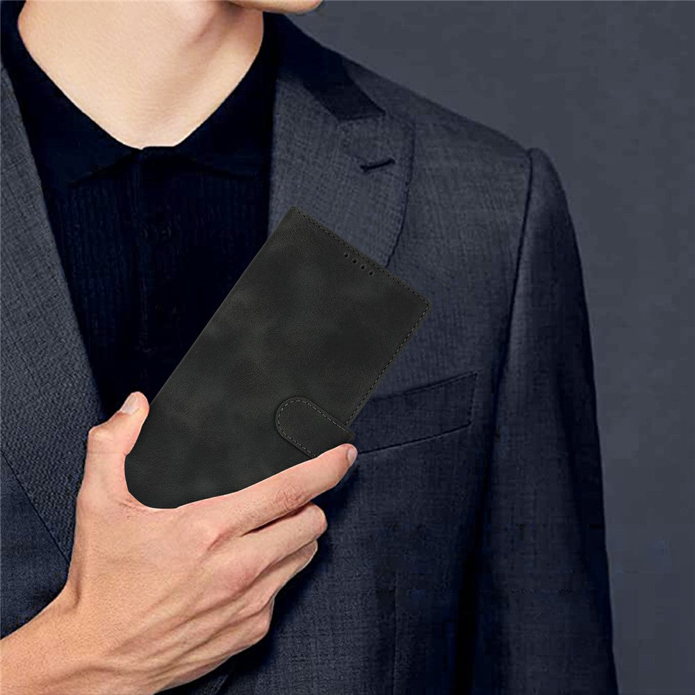 Pung-etui til iPhone SE (2022) / (2020) / 8 / 7 Dobbeltfoldet kant Skin Touch PU-læder flip telefoncover