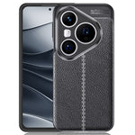 For Huawei Pura 80 Pro / 80 Pro+ Case Litchi Texture TPU Flexible Phone Cover, Black