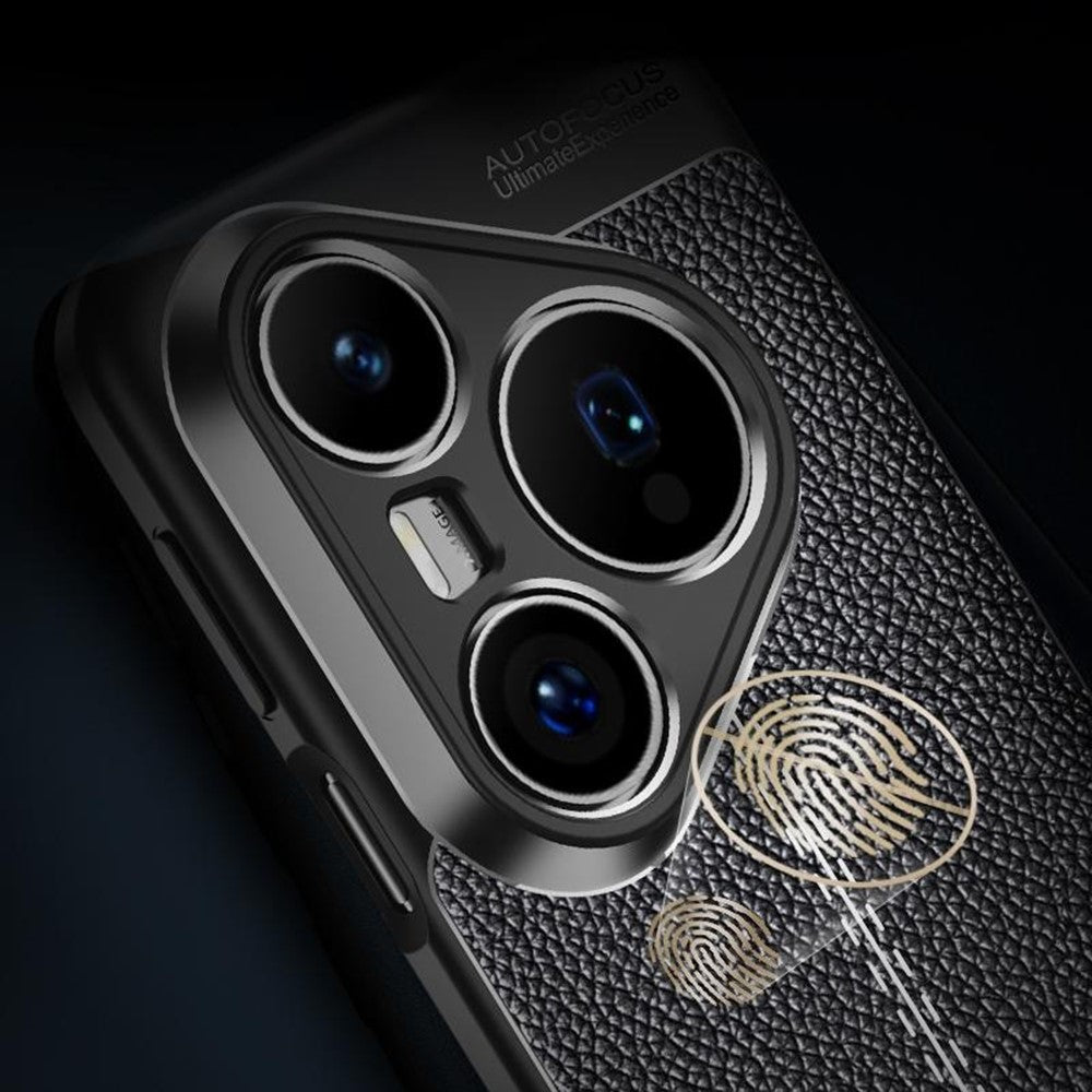 For Huawei Pura 80 Pro / 80 Pro+ Case Litchi Texture TPU Flexible Phone Cover, Black