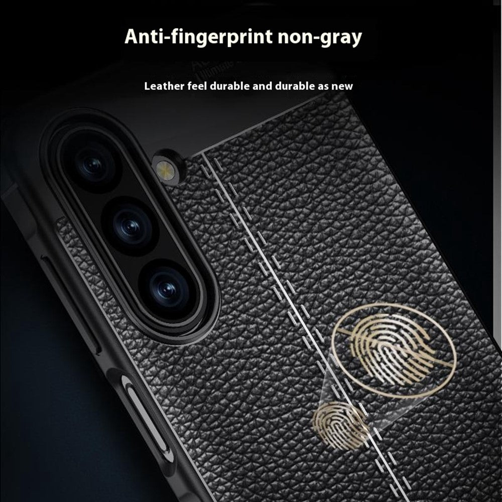 Til Samsung Galaxy A18 5G / A18 4G / A17 5G / A17 4G Cover Litchi tekstur TPU fleksibel telefoncover, sort