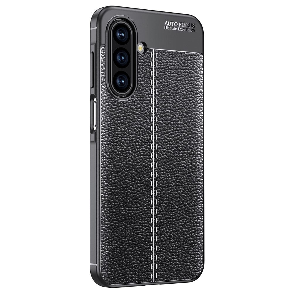 Til Samsung Galaxy A18 5G / A18 4G / A17 5G / A17 4G Cover Litchi tekstur TPU fleksibel telefoncover, sort