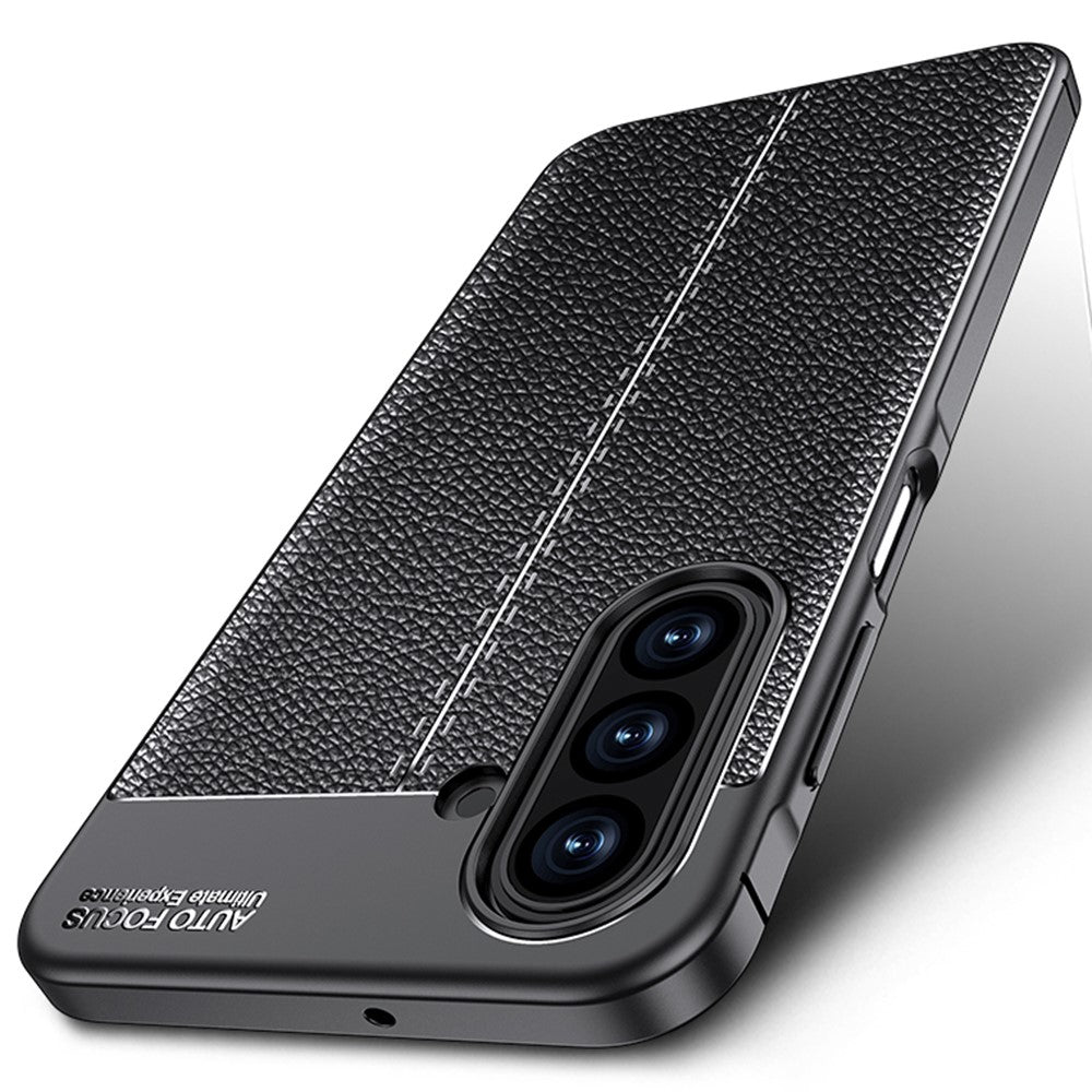 Til Samsung Galaxy A18 5G / A18 4G / A17 5G / A17 4G Cover Litchi tekstur TPU fleksibel telefoncover, sort