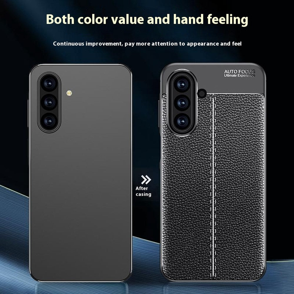 Til Samsung Galaxy A18 5G / A18 4G / A17 5G / A17 4G Cover Litchi tekstur TPU fleksibel telefoncover, sort