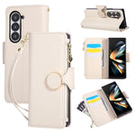For Samsung Galaxy Z Fold7 5G Case Zipper Wallet Leather Phone Cover with Wrist Strap