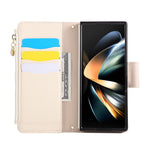 For Samsung Galaxy Z Fold7 5G Case Zipper Wallet Leather Phone Cover with Wrist Strap