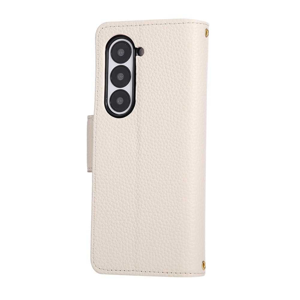 For Samsung Galaxy Z Fold7 5G Case Zipper Wallet Leather Phone Cover with Wrist Strap