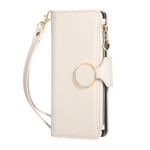 For Samsung Galaxy Z Fold7 5G Case Zipper Wallet Leather Phone Cover with Wrist Strap