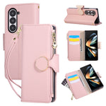 For Samsung Galaxy Z Fold7 5G Case Zipper Wallet Leather Phone Cover with Wrist Strap