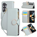 For Samsung Galaxy Z Fold7 5G Case Zipper Wallet Leather Phone Cover with Wrist Strap