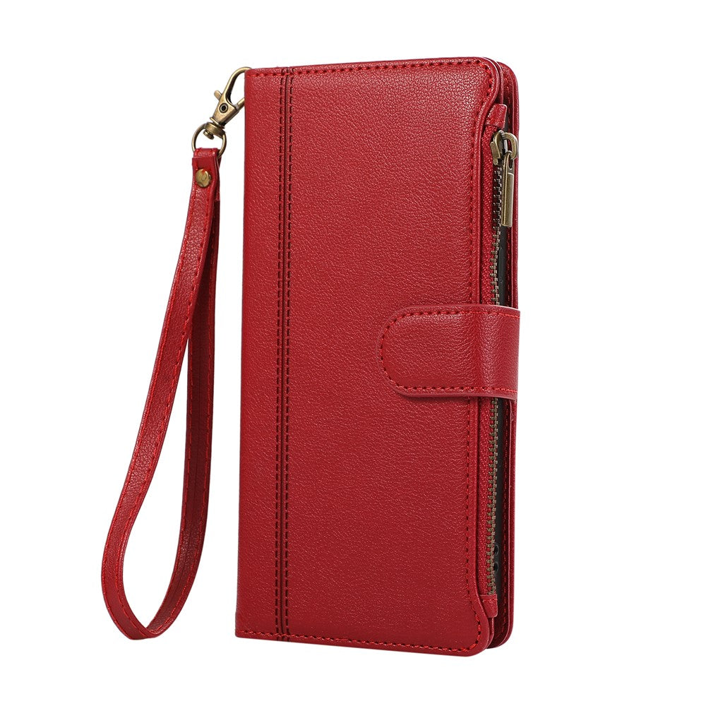 For Xiaomi 14T Case Multi Card Slots Zipper Leather Phone Cover with Wrist Strap