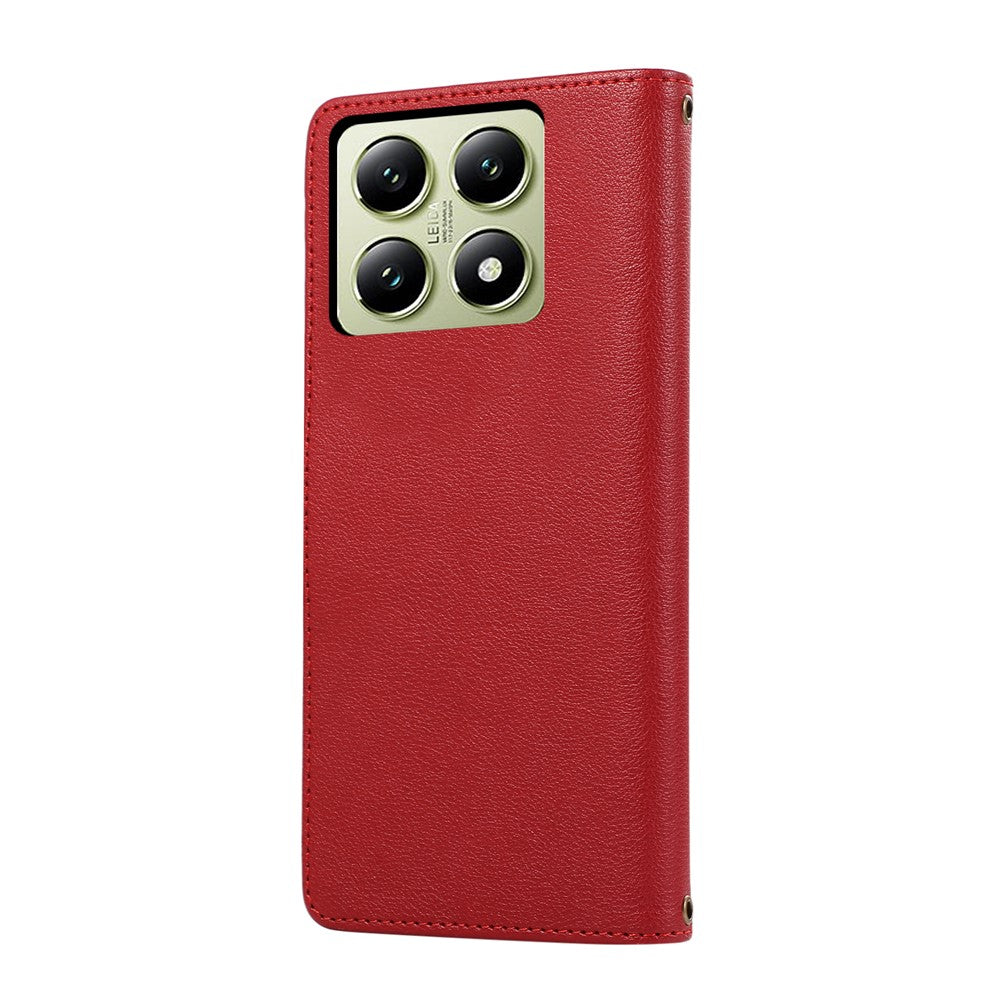 For Xiaomi 14T Case Multi Card Slots Zipper Leather Phone Cover with Wrist Strap