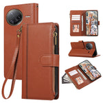 For Xiaomi Redmi K80 Pro 5G / Poco F7 Ultra 5G Case Multi Card Slots Zipper Leather Phone Cover with Wrist Strap