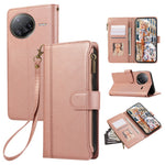 For Xiaomi Redmi K80 Pro 5G / Poco F7 Ultra 5G Case Multi Card Slots Zipper Leather Phone Cover with Wrist Strap
