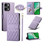 For Oppo Reno14 Pro 5G (Global) Case Rhombus Stitching Wallet Stand Leather Phone Cover with Long  /  Short Strap