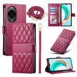 For Huawei nova 14 5G Case Rhombus Stitching Wallet Stand Leather Phone Cover with Long  /  Short Strap