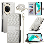 For Huawei nova 14 Ultra 5G Case Rhombus Stitching Wallet Stand Leather Phone Cover with Long  /  Short Strap