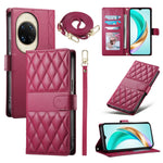 For Huawei nova 14 Ultra 5G Case Rhombus Stitching Wallet Stand Leather Phone Cover with Long  /  Short Strap