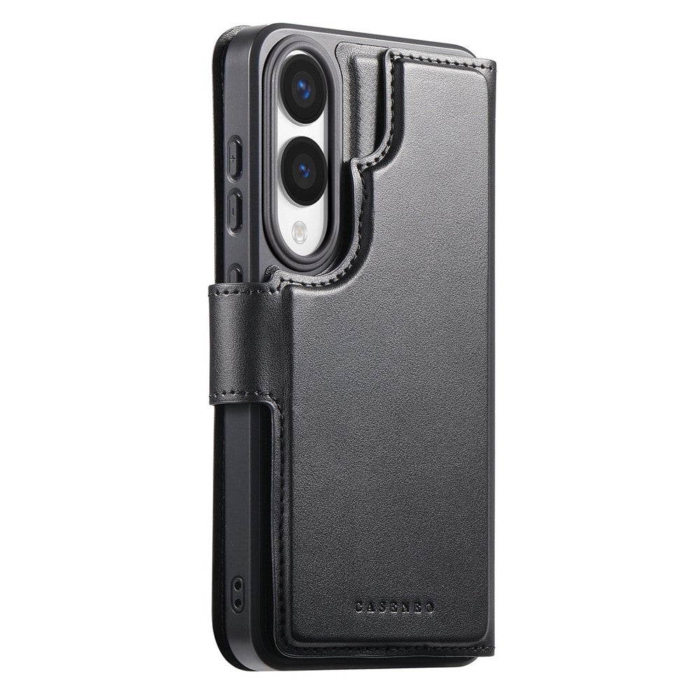 CASENEO For Samsung Galaxy S25 Edge Magnetic Case  RFID Blocking Wallet Detachable Leather Phone Cover with Wristband