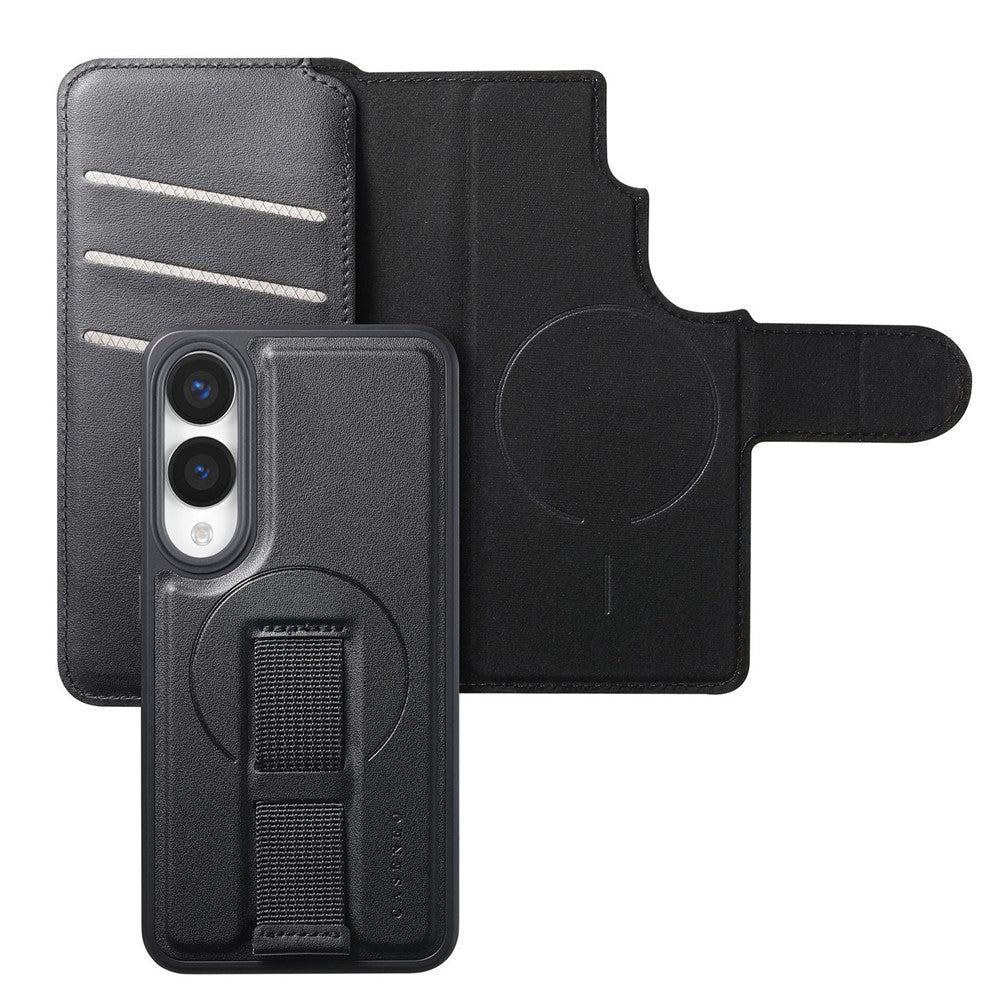 CASENEO For Samsung Galaxy S25 Edge Magnetic Case  RFID Blocking Wallet Detachable Leather Phone Cover with Wristband