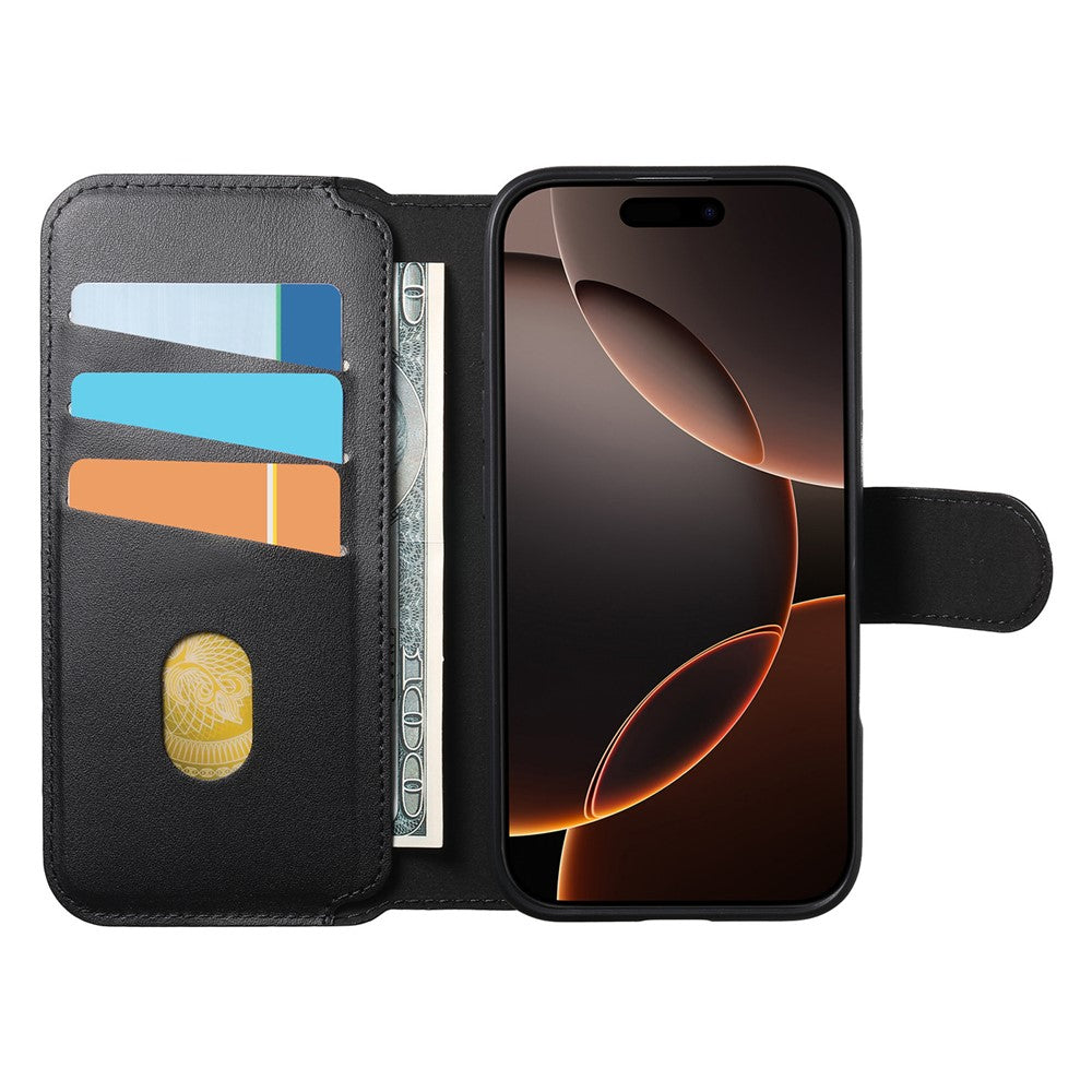 CASENEO For iPhone 17e / 16e Magnetic Case  RFID Blocking Wallet Detachable Leather Phone Cover with Wristband