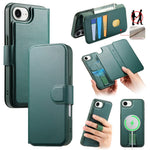 CASENEO For iPhone 17e / 16e Magnetic Case  RFID Blocking Wallet Detachable Leather Phone Cover with Wristband