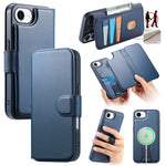 CASENEO For iPhone 17e / 16e Magnetic Case  RFID Blocking Wallet Detachable Leather Phone Cover with Wristband