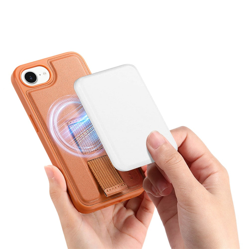 CASENEO For iPhone 17e / 16e Magnetic Case  Wristband PU Leather + PC Shockproof Phone Cover