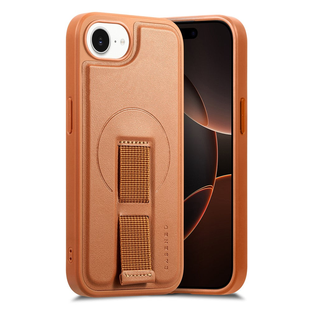 CASENEO For iPhone 17e / 16e Magnetic Case  Wristband PU Leather + PC Shockproof Phone Cover